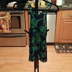 Alya Black and Green Leaf Print Blouse